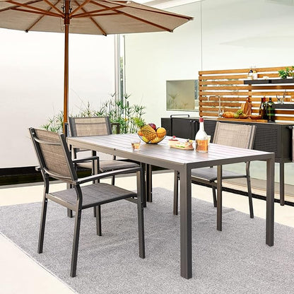 Devoko Patio Dining Table for 6 Outdoor Patio Table 59" x 35" Weather-Resistant Rectangular Table for Deck, Garden, Backyard