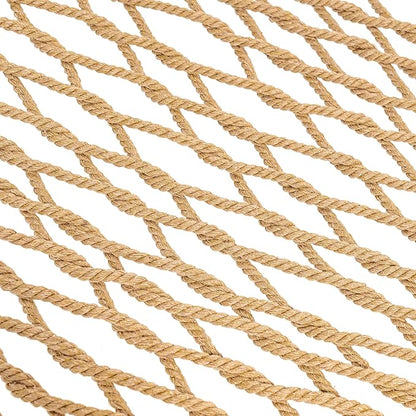 Lazy Daze Hammocks Double Rope Hammock, 2 Person Traditional Outdoor Hand Woven Cotton Rope Hammock with Spreader Bar, Carabiners, Tree Straps, Chains for Patio Yard - Max 450 Lbs, Tan