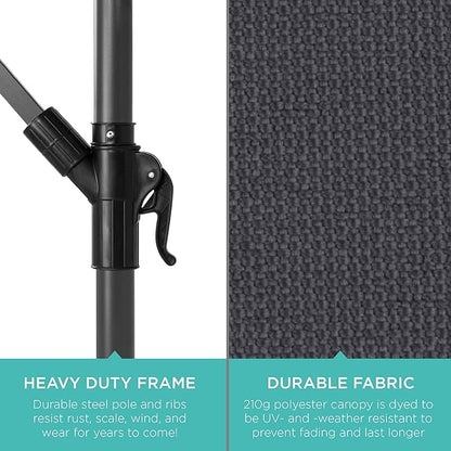Best Choice Products 10ft Offset Hanging Market Patio Umbrella w/Easy Tilt Adjustment, Polyester Shade, 8 Ribs for Backyard, Poolside, Lawn and Garden - Gray