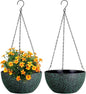 10 inch Hanging Planters for Indoor Outdoor Plants, 2 Pack Hanging Flower Pots with Drainage Holes and Chain for Garden, Plastic Hanging Baskets for House Plants, Black with Green Speckles