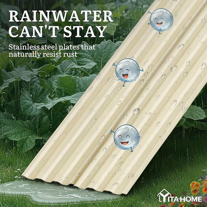 YITAHOME 8x4x2ft 2pcs Large Raised Garden Bed Kit, Galvanized Metal Planter Box with Gloves & Safety Rubber, Outdoor Above Ground Planters for Plants Vegetables Flowers, Cream Yellow