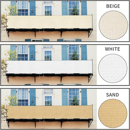 LOVE STORY Balcony Privacy Screen, 3'x6' Deck Shield Screen Fence Cover,UV Protection and Weather-Resistant,3 FT Height for Deck, Patio, Backyard, Outdoor Pool, Porch, Railing, White