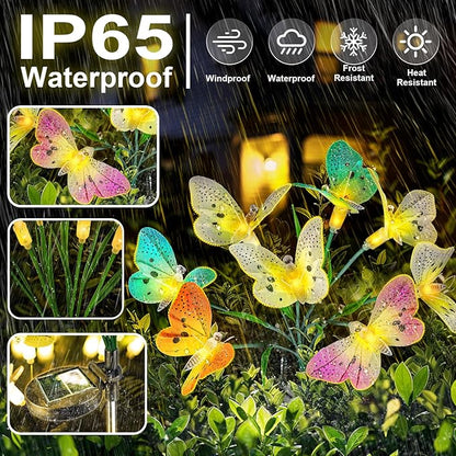 Anordsem Solar Garden Lights Outdoor: 8 Removable Optical Fiber Butterflies 2 Pack - Waterproof Fun Animal Decoration for Yard Patio Path - Gardening Gifts for Garden Lovers Over 30