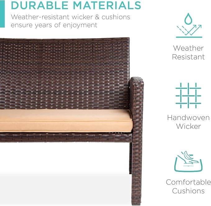 Conversation Sets: 4-Piece Wicker Patio Set with Coffee Table, Brown/Beige
