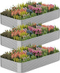 3 Pack Corrugated Galvanized Steel Raised Garden Bed Outdoor, Metal Above Ground Garden Bed for Vegetables and Flowers, Raised Beds for Gardening-4x2FT