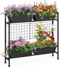 OYEAL Raised Garden Bed with Legs & Trellis, 32" Tall Vertical Garden Planter Boxes Outdoor Flower Bed for Gardening, Vegetables, Flowers, Herbs, Backyard, Grey
