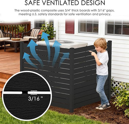 Kozyard 50" W x 48" H Outdoor Privacy Screens Aluminum Post, Air Conditioner Fence Panels, Pool Equipment Enclosure, Trash Can Screens Fence Kit for Outside Backyard Patio(Black/4Panels)