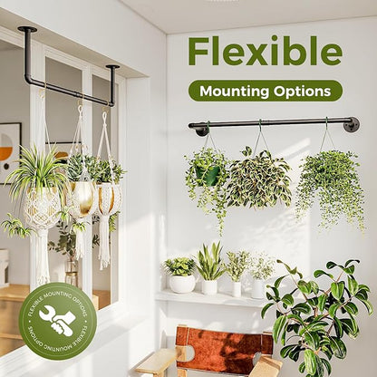 Bamworld Hanging Planters for Indoor Plants Plant Hanger Indoor Hanging Plants Rod 36.2in Window Plant Shelves Metal Rod Pot/Chain/Plant Not Included