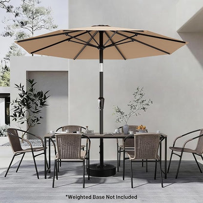 AreShark 9 FT Patio Umbrella for Outdoor, Outdoor Umbrella with Push Button Tilt and Crank, Outdoor Patio Umbrellas with 8 Sturdy Ribs for Market, Garden, Deck, Backyard, Pool (Beige)
