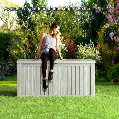 Deck Box 180 Gallon Grey Resin Outdoor Storage Bench