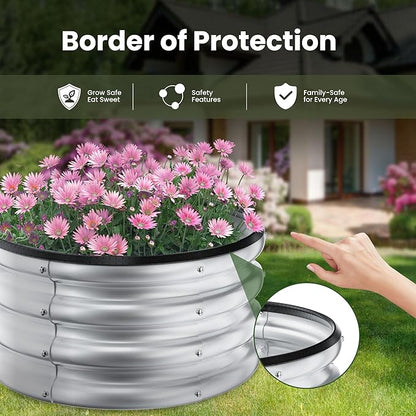 ZXZYHFTY Round Galvanized Raised Garden Bed kit,Silver Outdoor Garden Raised Planter Box, Round Large Metal Raised Garden Beds for Vegetable 2 * 2 * 1ft 1 Pack