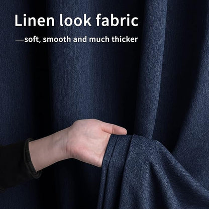 Easy-Going Linen Look Outdoor Curtains Waterproof Windproof Porch Curtains, Soft Thicken Outdoor Privacy Curtains for Patio, Gazebo, Grommet Top and Tab Bottom Drape, 1 Panel, 54x96 inch, Navy