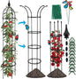 Garden Obelisk Trellis for Climbing Plants Outdoor, 6.6ft Tall Rustproof Coated Metal Plant Support with Garden Twist Tie for Tomato Cucumber Ivy Vines Rose Potted Plant Trellis 1 Pack