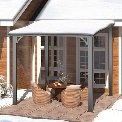 AECOJOY 8x8 Hardtop Gazebo Outdoor Pergola, Small Heavy Duty Lean to Metal Pergolas and Gazebos Clearance, Wall-Mounted Grill Gazebo Galvanized Steel Patio Roof Awnings for Patio, Decks