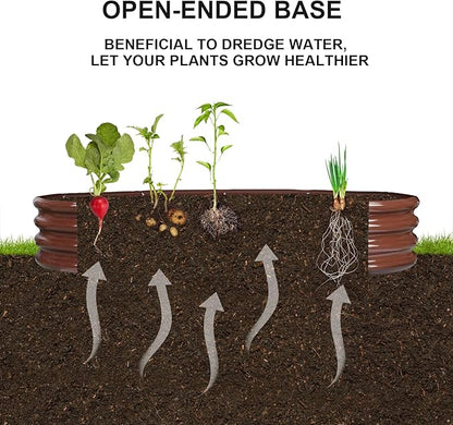 Raised Garden Bed Galvanized Planter Box Outdoor, Rot-Resistant Metal Garden Bed Planter for Vegetables Flower Herb (6.5ft, Brown)