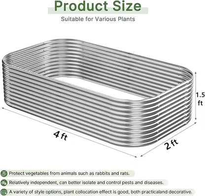 3 PCS Tall 4x2x1.5ft Galvanized Raised Garden Bed Outdoor, Metal Garden Bed for Vegetables, Above Ground Garden Box for Flower, Steel Raised Beds for Gardening