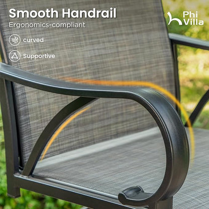 PHI VILLA 5 Piece Outdoor Bar Set, High Top Patio Table and Chairs with 4 Swivel Bar Stools (Grey) & Square Bar Bistro Table for Garden, Yard