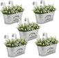 Briful 10'' Hanging Planter Outdoor 5PCS Metal Railing Planter for Herb Flower, Oval Galvanized Buckets with Detachable Hooks, Garden Fence Balcony Windowsill Hanging Pot, Silver