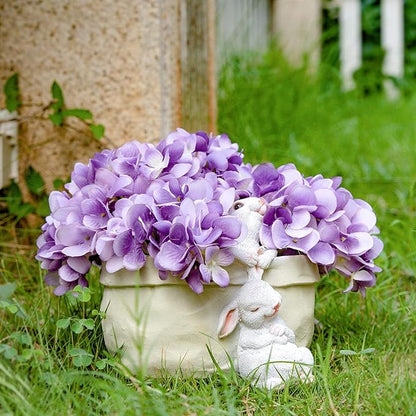 Rabbit Flower Pot Succulent Planter Garden Pots, Easter Decorative Flower Pot,Animal Shaped Cartoon Planter Pots,Art Decorations（with Drainage Hole）