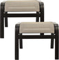Outdoor Patio Ottoman Seat Textilene Portable Metal Footstool Portable Footrest Patio Chairs 2 Set Beige