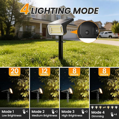 Fabrito 8 Pack Solar Spot Lights Outdoor Waterproof IP67, [108 LEDs, 4 Modes] Dusk to Dawn Spotlights with 1500mAh Battery for All Night, Landscape Lights for Tree, Yard, Pool, Pathway, Warm White