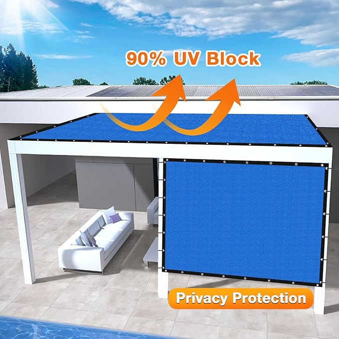 Artpuch Outdoor Pergola Shade Cover 9' X 18' Sun Shade Cloth with Grommets, 90% UV Protection Canopy Patio Privacy Screen (Customized Available) GN107, Blue