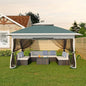 Canopy Tent 13x13 ft, Pop Up Gazebo One-Push Setup with 4 SandBags for Backyard Parties and BBQs, Mosquito Netting & Height Adjustable - Green
