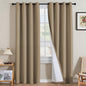 H.VERSAILTEX Linen Curtains 100% Blackout Curtains for Bedroom 96 inch Long Full Light Blocking Nature Linen Blended Window Curtains for Living Room Nickel Grommet (2 Panels, Heathered Macchiato)