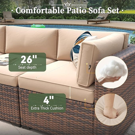 10 Piece Patio Furniture Set Wicker Rattan Patio Conversation