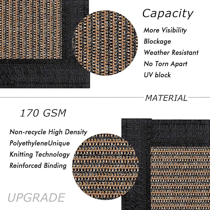 UPGRADE Privacy Fence Screen 6'x37' Brown Outdoor 90% Visibility Blockage 170 GSM Mesh Shade Cover Panels for Backyard,Balcony,Home Decoration with Zip Ties,Customized Avaliable