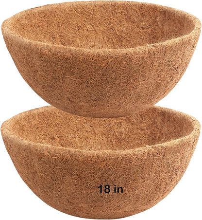 Y&M 2pcs 18“ Round Coconut Fiber Liner, 18'' Coco Liner Pre-Formed Replacement for Wall Hanging Planter Basket
