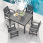 Stoog All-Weather Patio Dining Sets, 5 Pieces Outdoor HIPS Dining Table with Aluminum Frame, Patio Dining Table and 4 Chairs, Low Maintenance, Grey