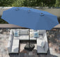 PHI VILLA 15ft Large Patio Umbrellas with Base, Outdoor Double-Sided Rectangle Market Umbrella for Pool Lawn Garden, Haze Blue