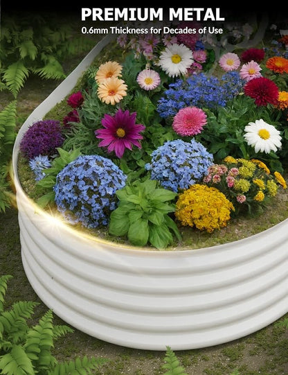 GarveeLife 2 Pcs Raised Garden Beds Outdoor 8x4x1.5 ft - Galvanized Steel Planter Box for Vegetables, Flowers, Rust-Resistant, Easy Assembly Raised Beds, Durable Planters for Outdoor Plants, Beige