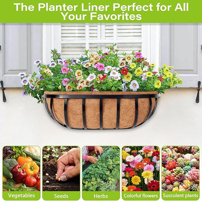 Legigo 4 Pack Trough Coco Liner for Planters- 30 Inch Window Box Liners Coconut Coir Basket Liners, Planter Box Coconut Liner for Window Flower Box Pots, Fence Trough Planter, Wall Planter Basket