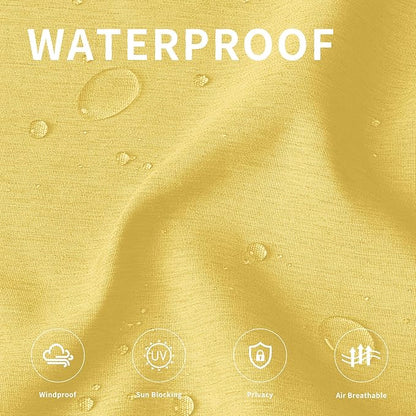 Easy-Going Linen Look Outdoor Curtains Waterproof Windproof Porch Curtains, Soft Thicken Outdoor Privacy Curtains for Patio, Gazebo, Grommet Top and Tab Bottom Drape, 1 Panel, 54x108 inch, Yellow
