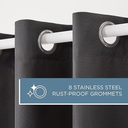 TOWN & COUNTRY BASICS Cabana Solid Heavyweight Indoor Outdoor Curtains, Light Filtering Opacity with Grommet Top, Water Repellent, 2-Pack Set, 54"x96", Charcoal (Pack of 6)