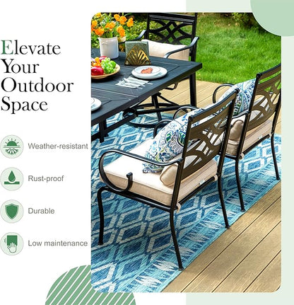 Sophia and William Outdoor Patio Dining Set for 6, Outdoor Table and Chairs, Removable Seat Cushions, 4 Fixed，2 Swivel Chairs, 59" Black Patio Dining Table