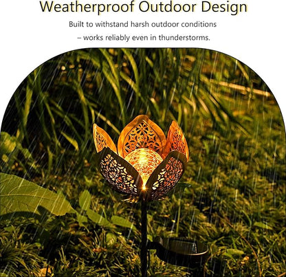 Solar Lights Outdoor Garden Decor,LED Lotus Flower Lamp, Metal Tulip Solar Lawn Lamp for Courtyard Decoration, Garden Gifts for Women
