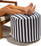 Jaxx Spring Indoor/Outdoor Bean Bag Pouf Ottoman, Navy Stripes