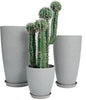 24,21,11 Inch Large Plastic Planters with Drainage Hole and Saucer - Set of 3 Tall Plant Pots Indoor Flower Pot Tall Round Planters Outdoor Large Tall Planter