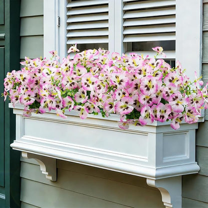 24 Bundles Artificial Pansy Flowers for Outdoor, Faux Silk Pansies Spring Flowers Outside for Planter Front Door Porch Patio Yard Window Box Home Decor (Pink)