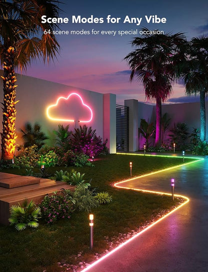 Govee Outdoor Neon Rope Lights, 32.8ft RGBIC IP67 Waterproof Patio Decorations with 64 Scene Modes, Music Sync, Flexible LED Outdoor Lights, Neon Lights Work with Alexa, Google Assistant