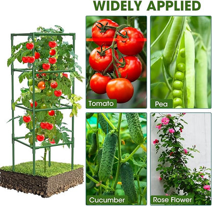 3 Pack Tomato Cages,Square Tomato Plant Stakes Support Cages Trellis for Garden Climbing Vegetables Flowers Fruits,Extra Bold