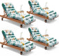 4 Pack Outdoor Chaise Lounge Chair Cushion 75.1 x 22.8 x 4.7 Inches 100% Waterproof Replacement Cotton Patio Pool Lounge Chair Cushion for Outdoor Furniture with Ties,Yellow-Green Leaf