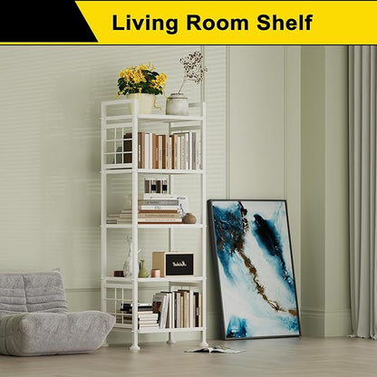 GIOTORENT 5-Wire Standing Storage Shelves, Metal Shelving Unit Pantry Rack for Laundry Kitchen Bathroom Organizer(White)