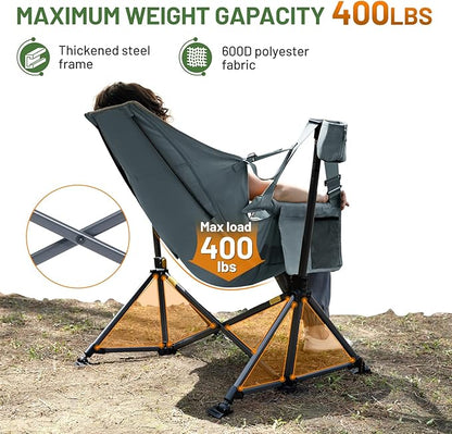TIMBER RIDGE Hammock Camping Chair, Oversized Swinging Hammock Chair with Adjustable Back and Seat for Outdoor Lawn, Sports, Supports 400lbs, Grey