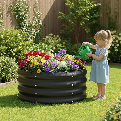 2-Pack 2x1ft Galvanized Raised Garden Bed, Outdoor Planter Bed, Metal Planter Box for Gardening and Planting,Black