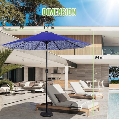 Backyard Expressions 9 ft. Patio Umbrella, Market Table Umbrella w/Tilt and Crank, 8 Ribs