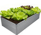 8x4x2FT Galvanized Raised Garden Bed Kit,Vegetable Plant Boxes-Rectangle Metal Flower Box,Large Planter Raised Beds Outdoor Garden for Planting,Fruit,Herb-Silver